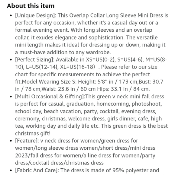 CUPSHE Women's Mini Dress V Neck Overlap Collar Long Sleeve A Line  Dress - Picture 5 of 8